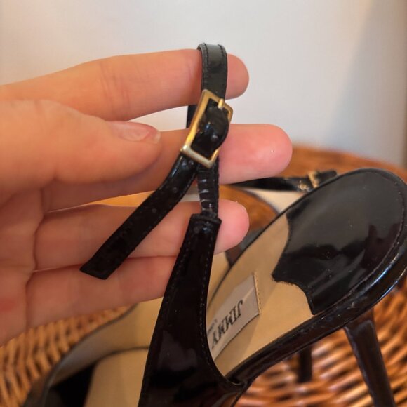 Jimmy Choo London Black Patent Leather Slingback Heels Size 38 - Picture 6 of 7